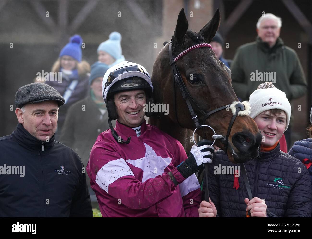 Trainer Henry De Bromhead and Patrick Mullins celebrate winning the