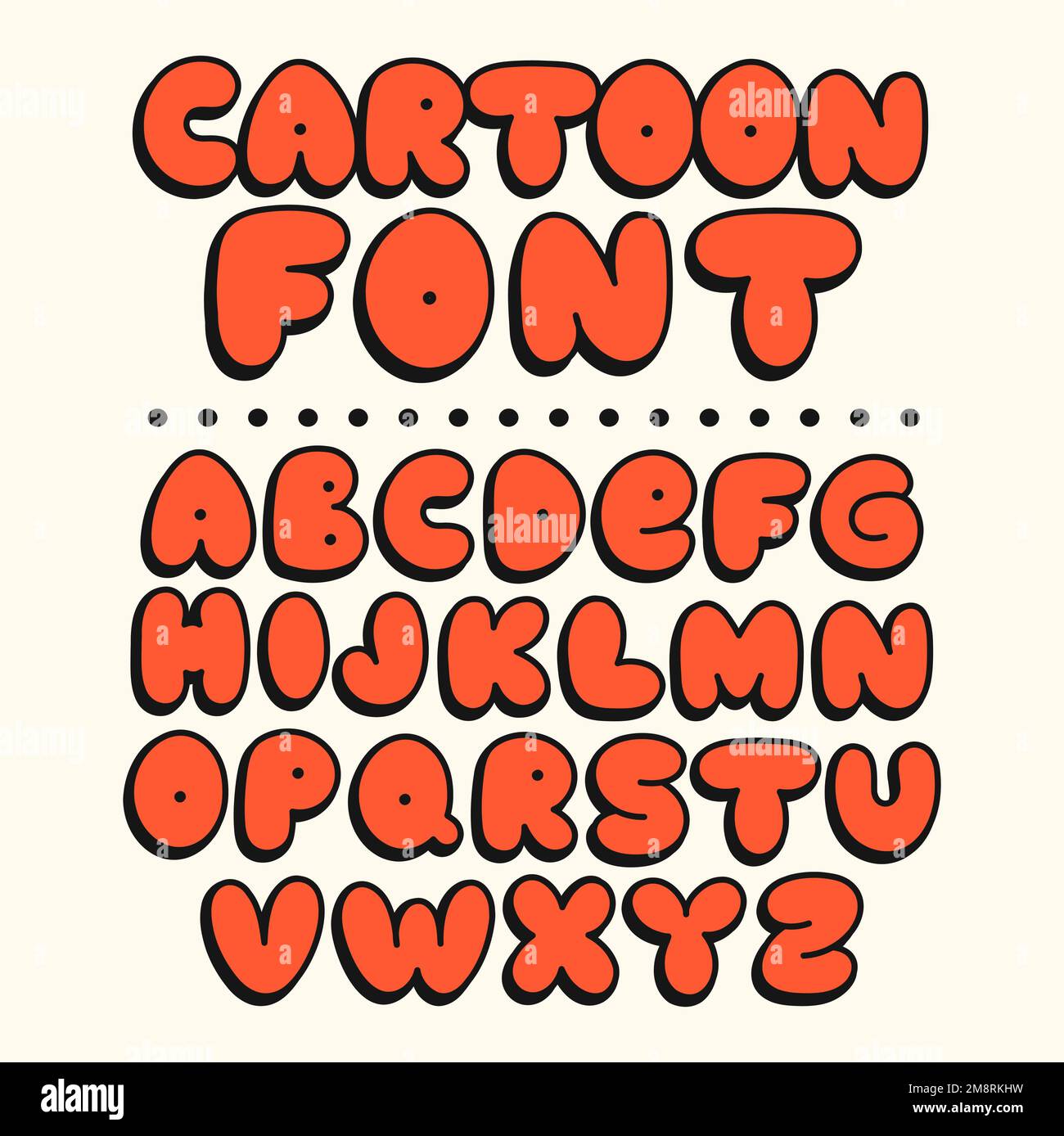 Funny cartoon font. Vector doodle line illustration letters. Trendy alphabet,cartoon comic abc concept Stock Vector