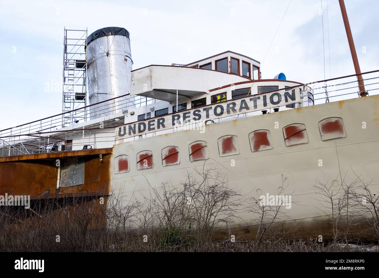 Maid of the Loch under restoration, Balloch, Loch Lomond, Scotland, UK Stock Photo