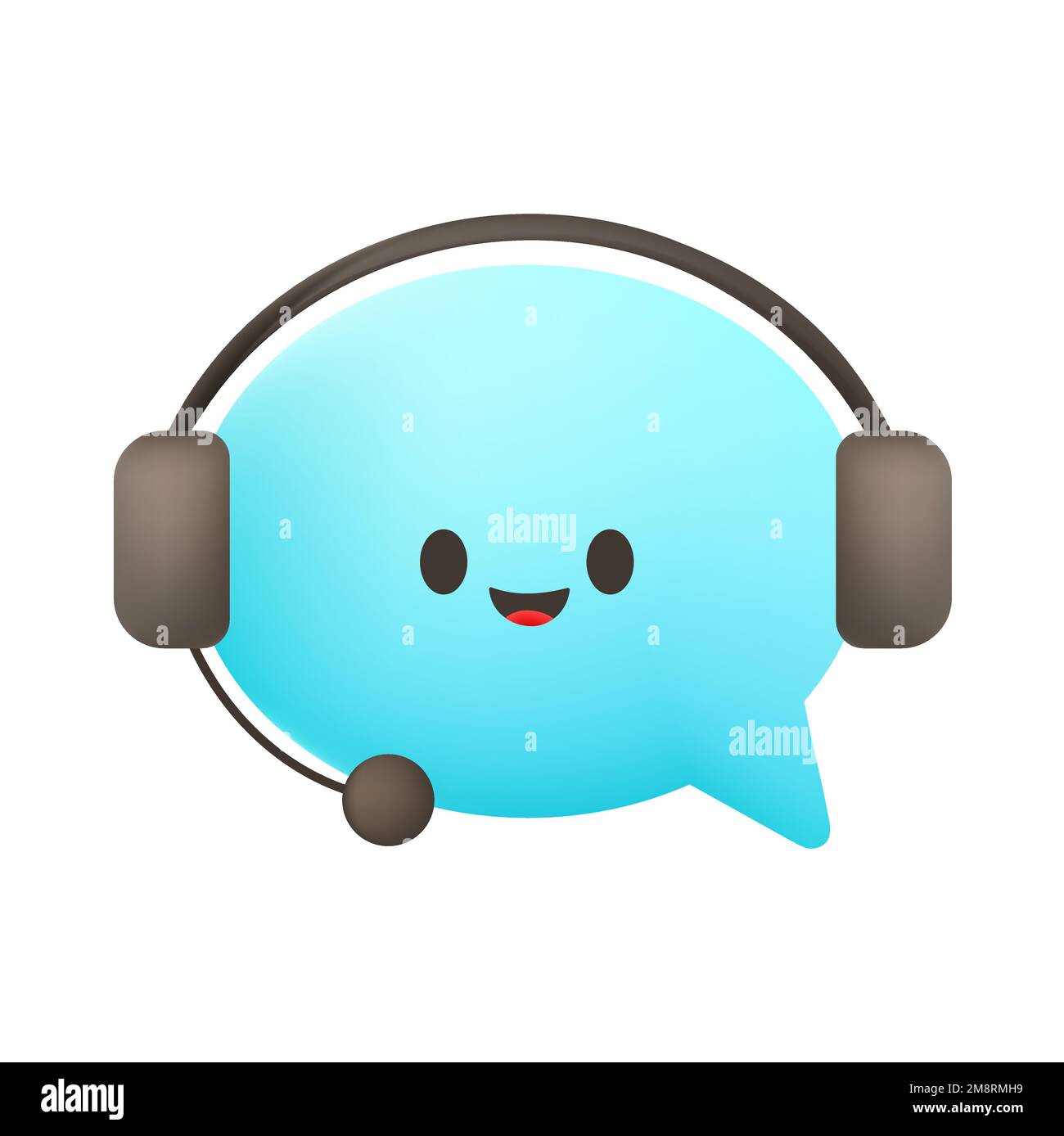 Cute speech bubble with headphones and microphone. Vector flat cartoon ...