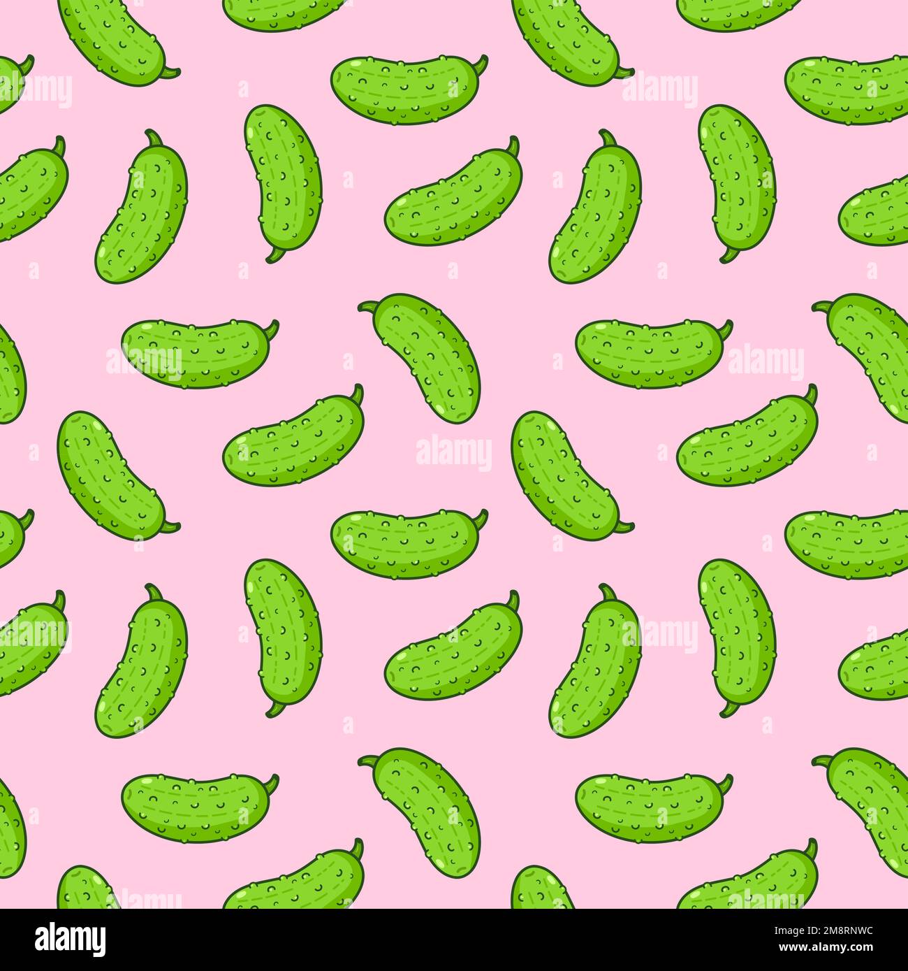 Cute funny cucumber seamless pattern.Vector hand drawn doodle line cartoon kawaii illustration icon.Cucumber,pickle background seamless pattern concept Stock Vector