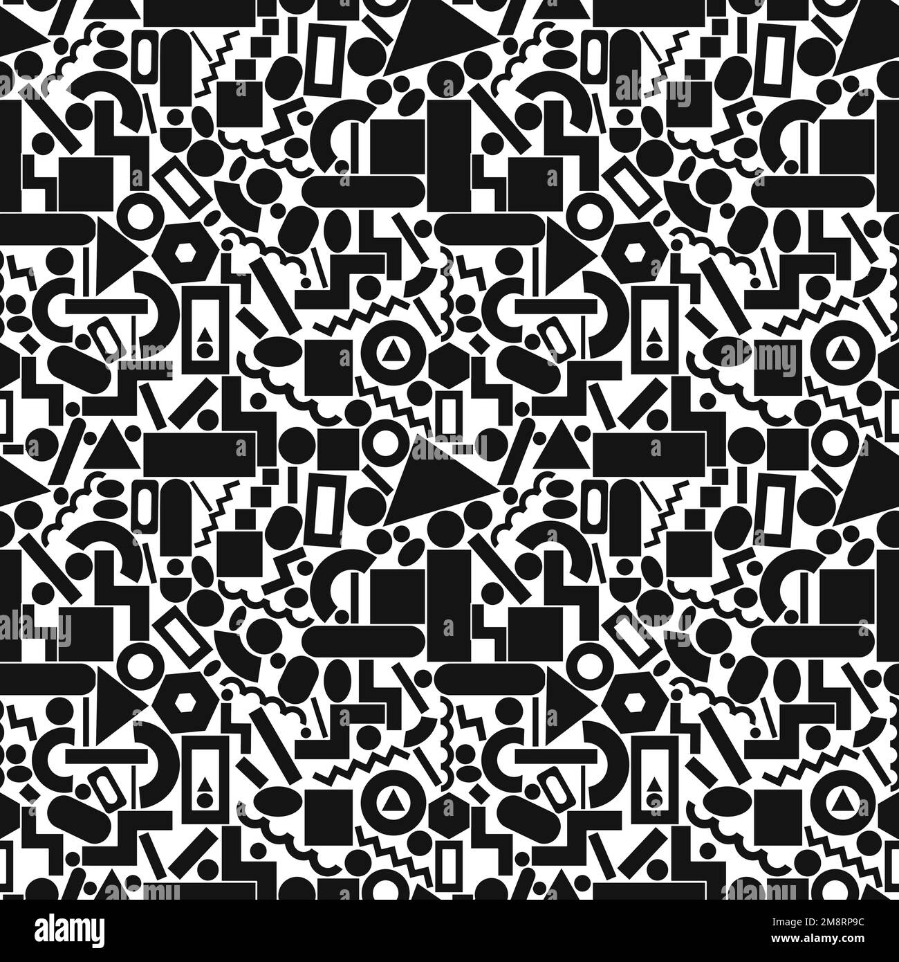 Phone wallpaper Memphis pattern, black & white doodle design