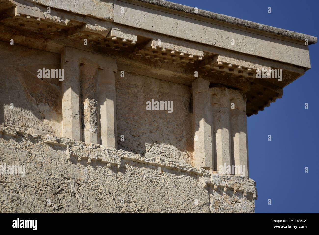 Doric order entablature with a frieze of triglyphs at the Temple of ...