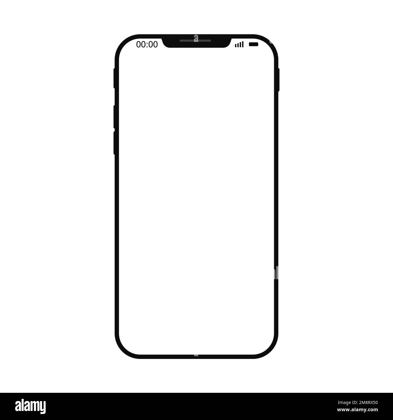 A vector of a smartphone display frame with empty screen isolated on