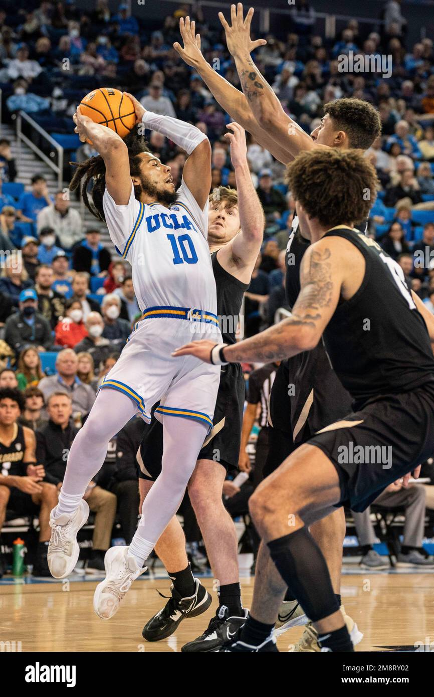 UCLA Bruins guard Tyger Campbell (10) passes against Colorado Buffaloes