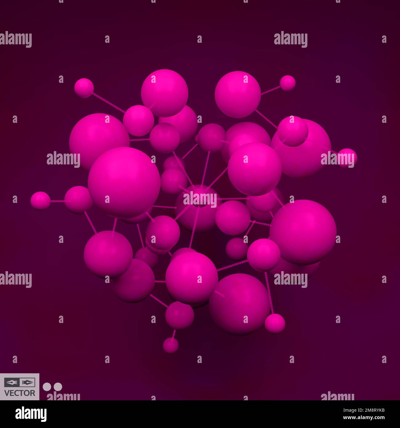 Molecule. Abstract molecular structure with particles. Scientific background. 3D vector illustration for design. Stock Vector