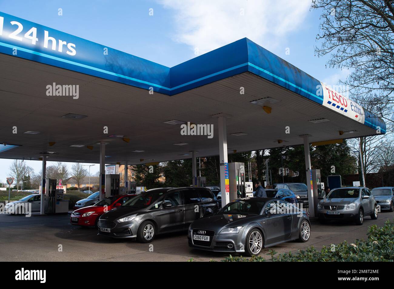 Slough, Berkshire, UK. 15th January, 2023. Petrol for sale at a Tesco