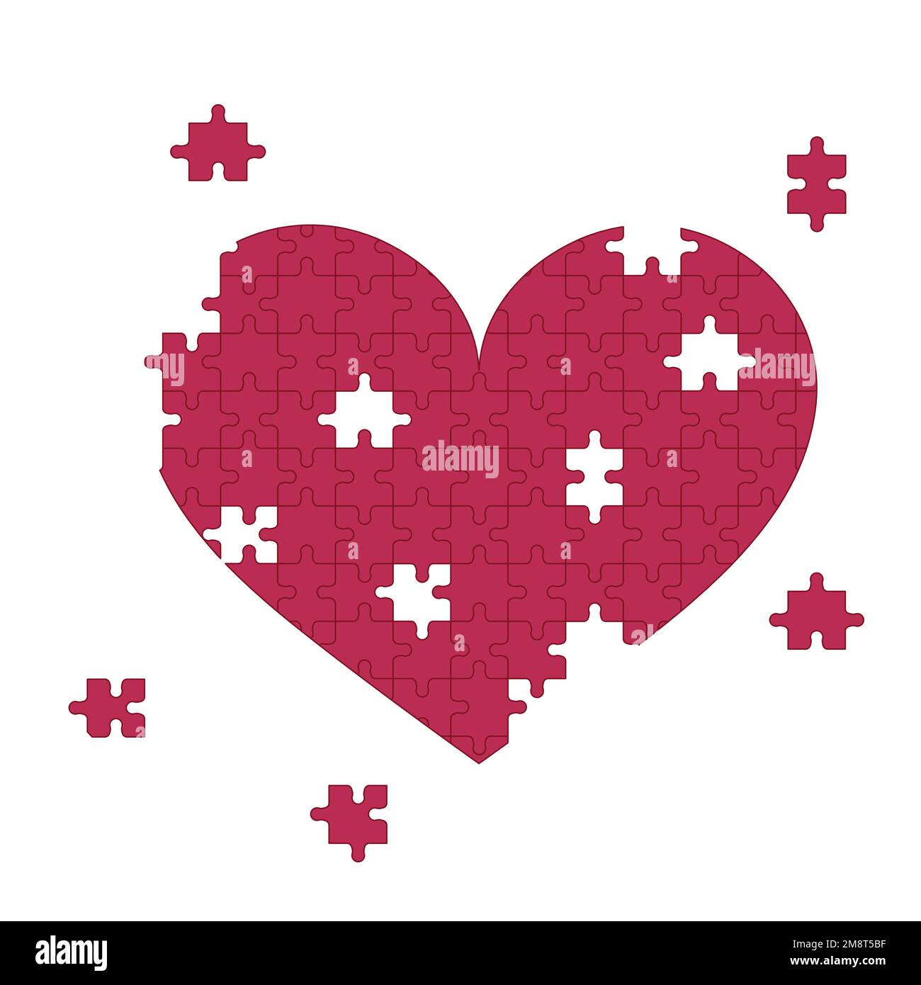 Creative Heart Puzzle Broken Heart And Unhappy Unrequited Love Concept Puzzle Pieces Flat