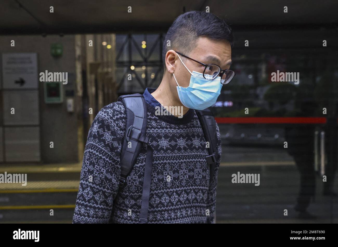 Former Stand News' acting editor-in-chief Patrick Lam Shiu-tung leaves  District Court in Wan Chai. Lam and editor-in-chief Chung Pui-kuen face a  charge of conspiracy to publish and reproduce seditious publications.  10JAN23 SCMP /