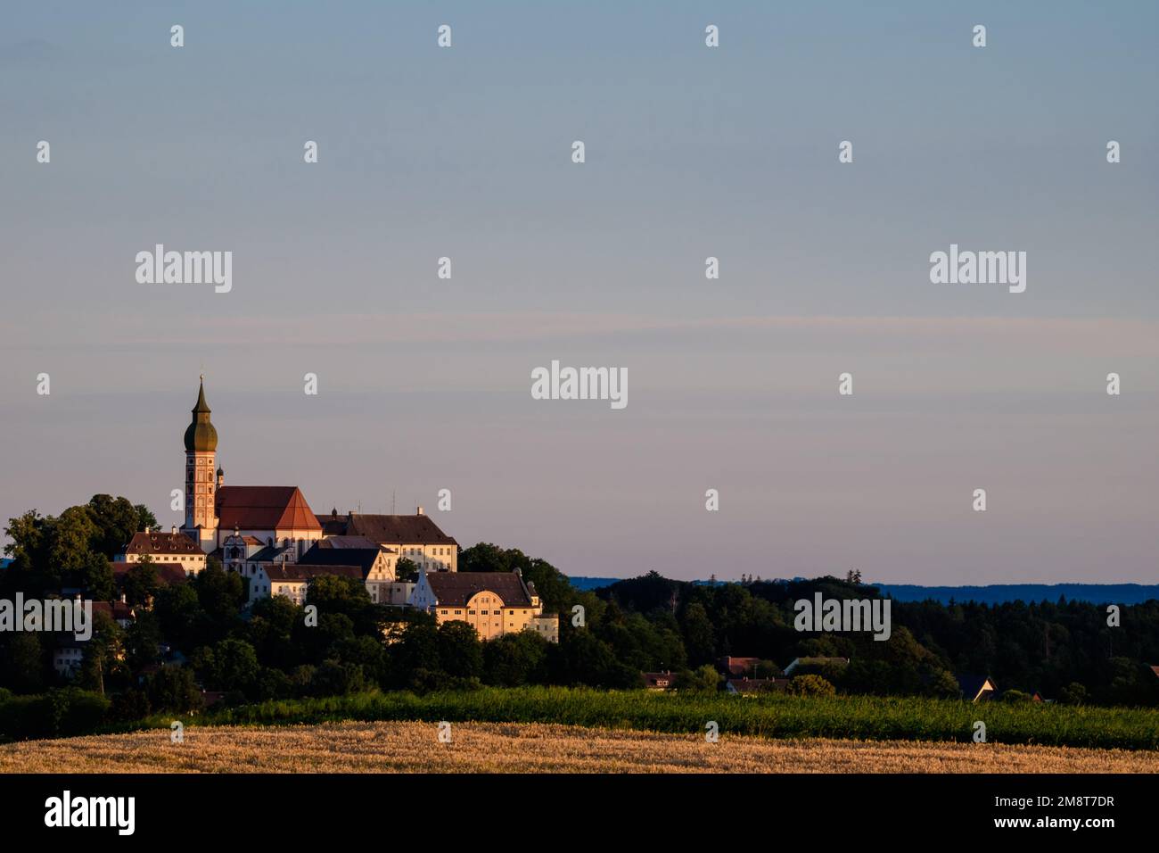 Kloster Andechs im Morgenlicht Stock Photo
