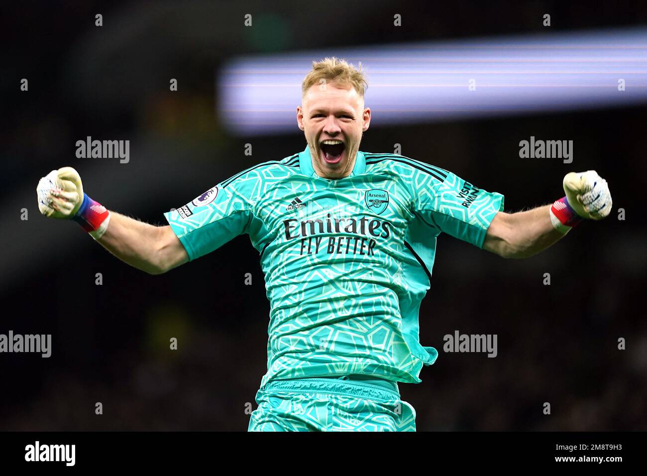 Arsenal Goalkeeper Aaron Ramsdale Celebrates Their Side's Second Goal ...