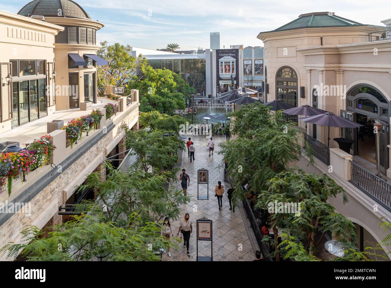 The Grove shopping mall in Los Angeles, high angle shot Stock Photo Alamy