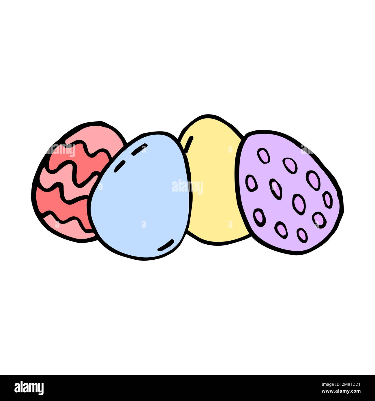 Easter eggs in doodle style isolated on white background Stock Vector