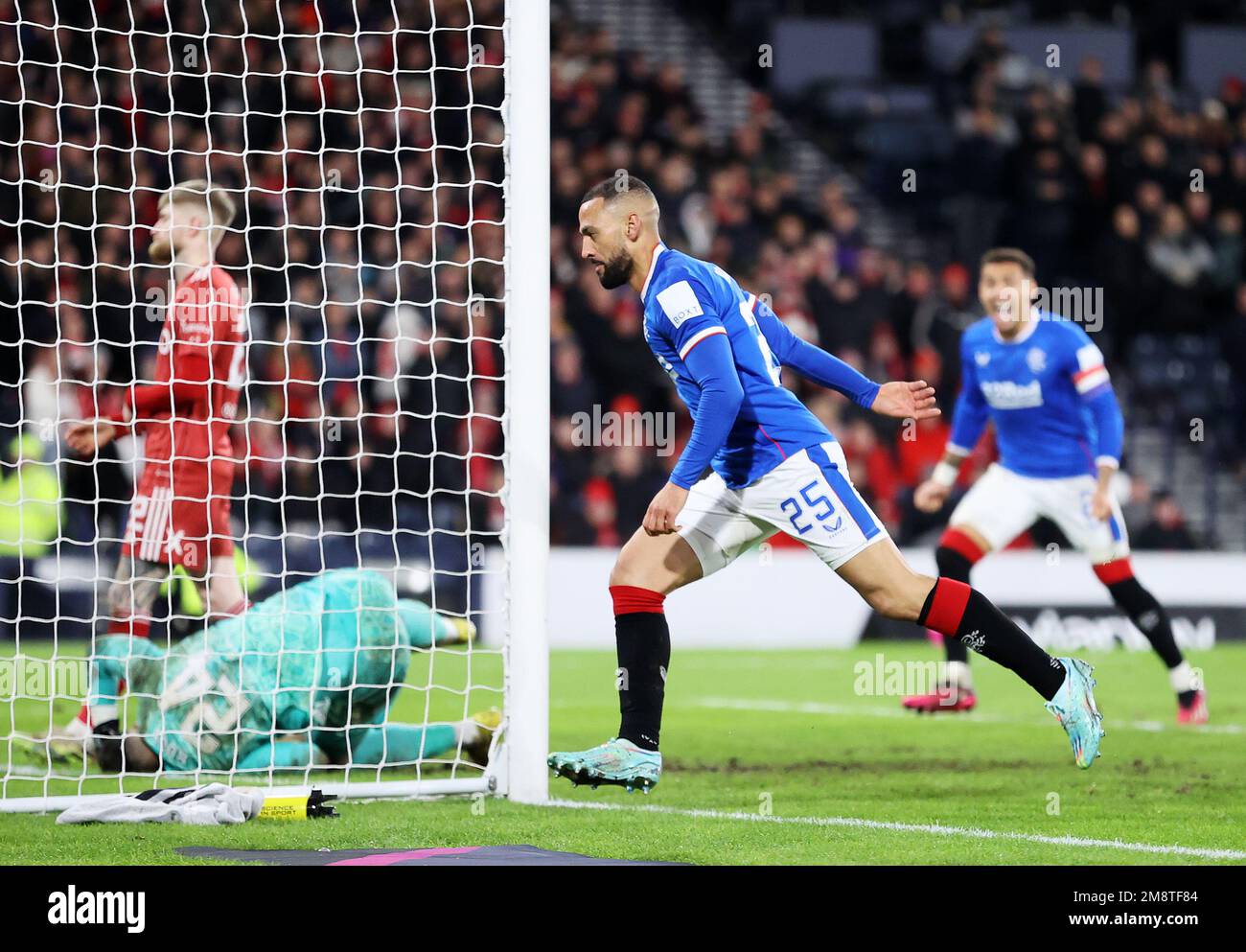 Rangers' Kemar Roofe celebrates scoring their side's second goal of the ...