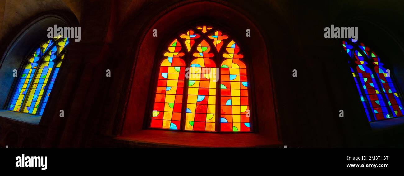 Norwich Cathedral three new stained glass windows installed 2014. Designed by the renowned