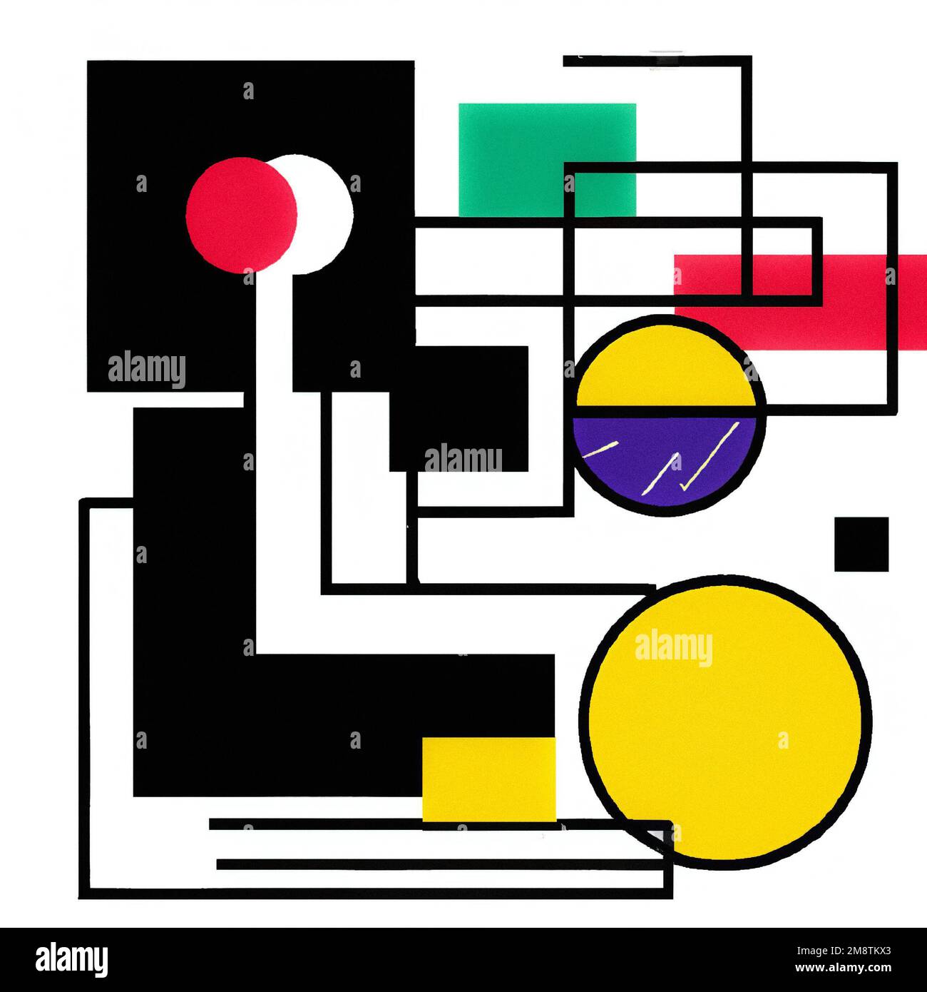 An abstract digital illustration of bright-colored various shapes and figures Stock Photo