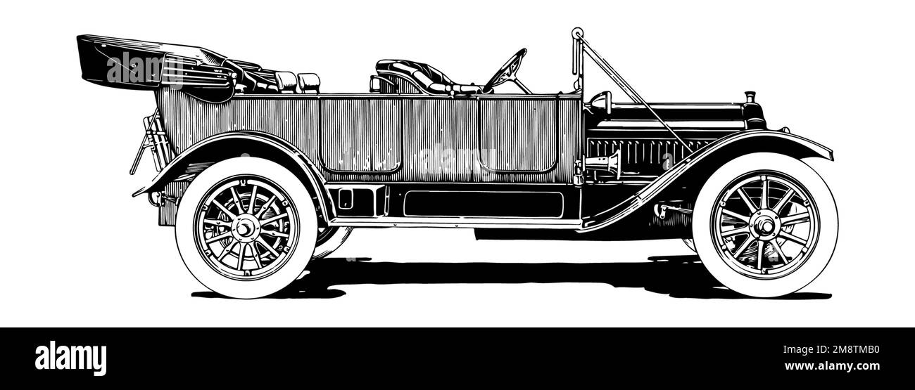 Classic vintage car, antique illustration Stock Photo - Alamy
