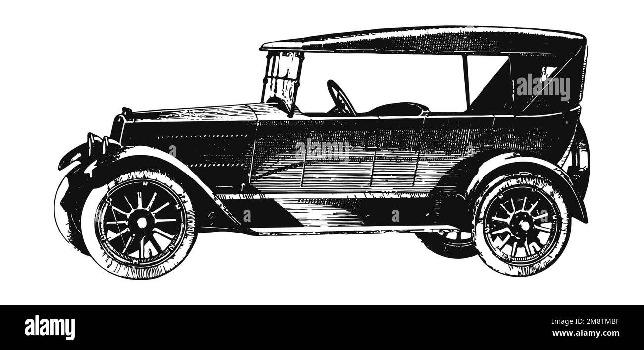 Classic vintage car, antique illustration Stock Photo - Alamy