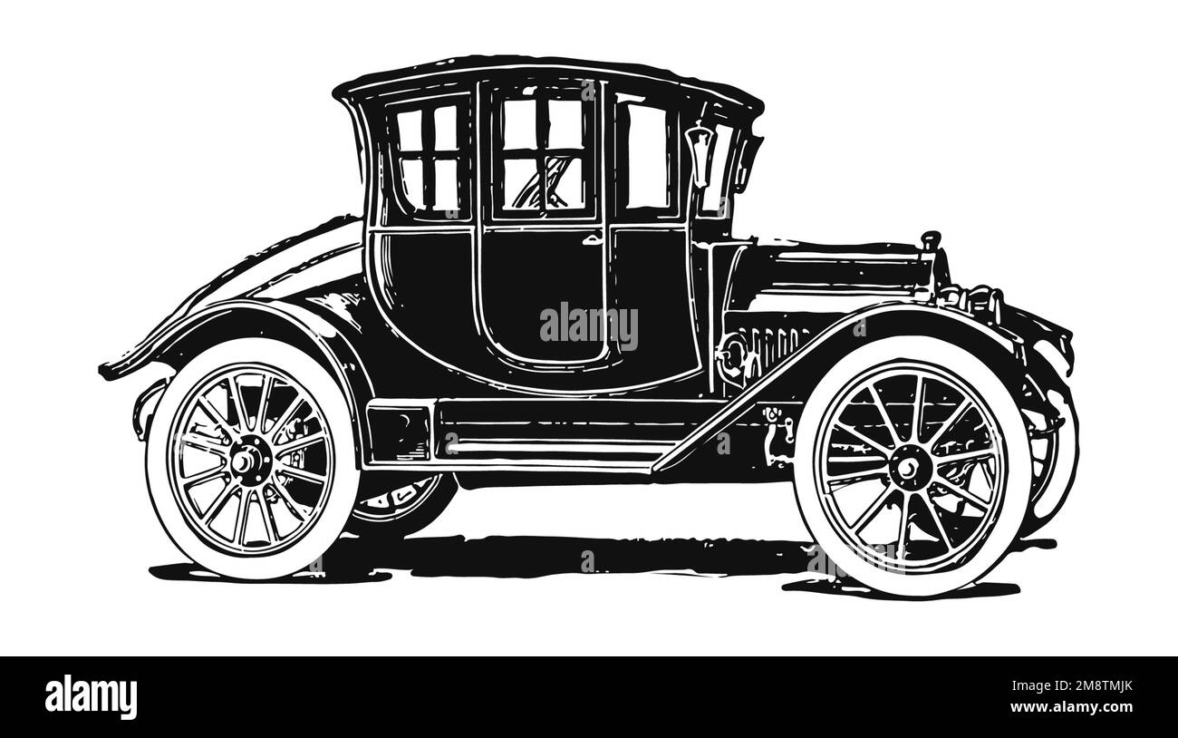 Classic vintage car, antique illustration Stock Photo