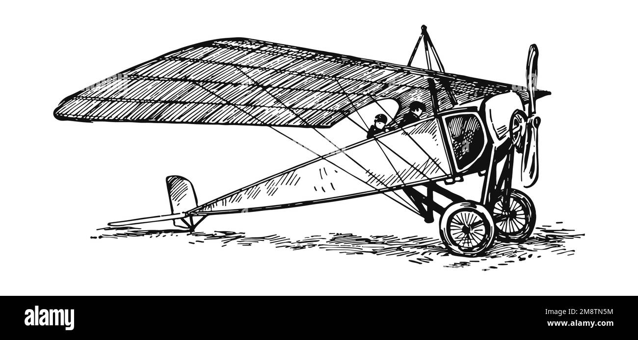 Early airplane illustration Stock Photo