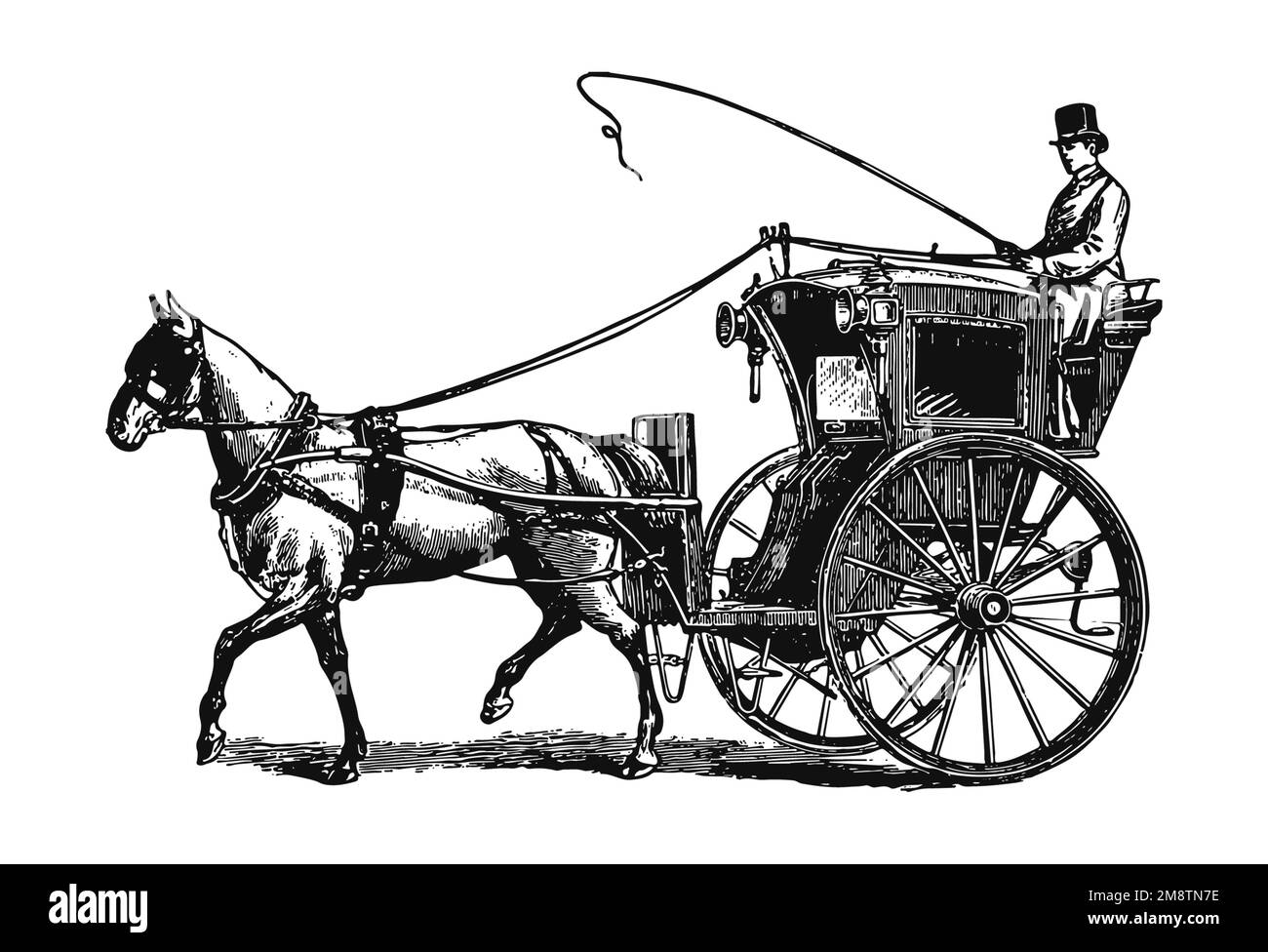 Vintage horse carriage, XIX century illustration Stock Photo