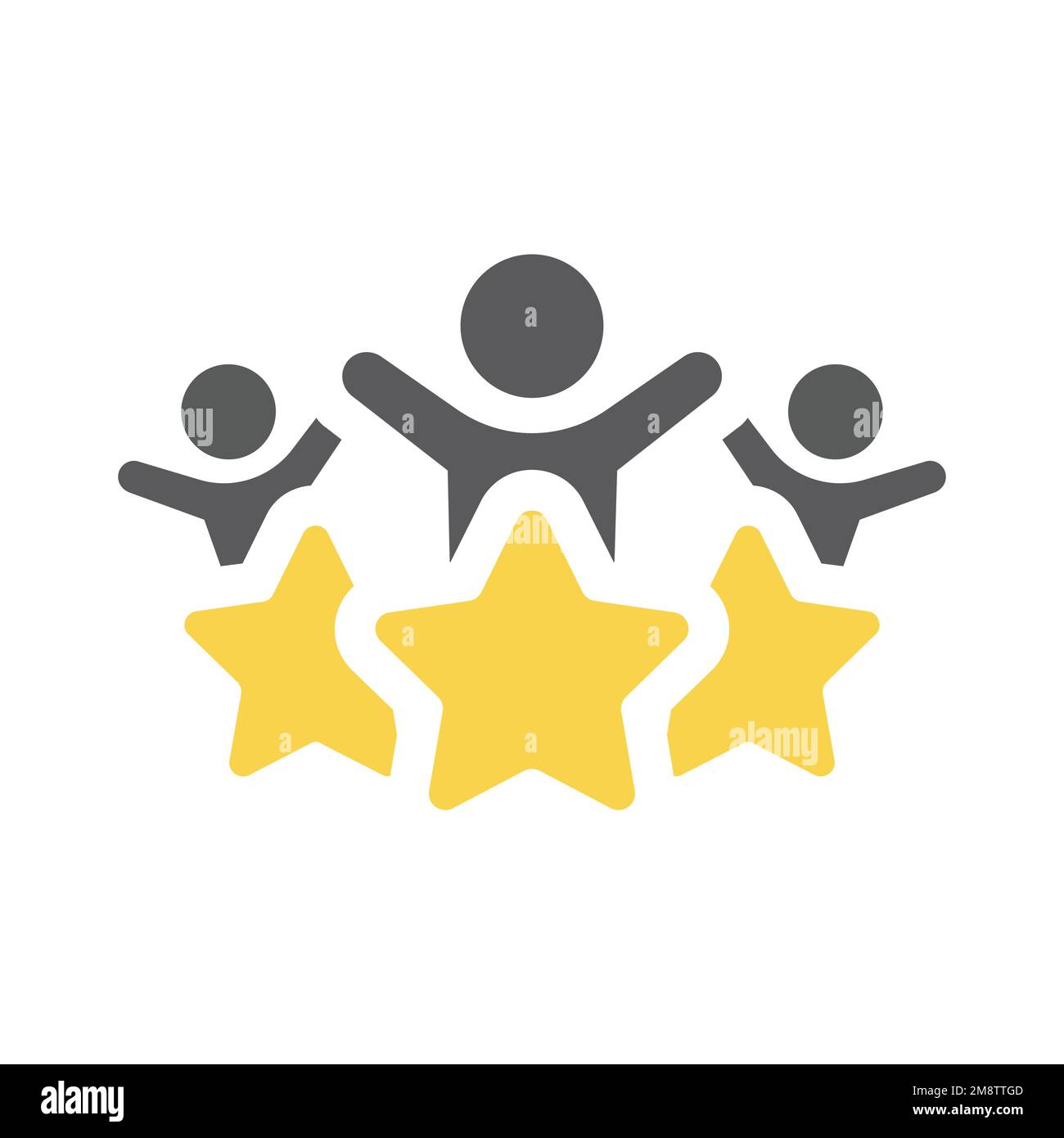 Costumer reviews stars vector icon. Happy clients, positive feedback star filled symbol. Stock Vector
