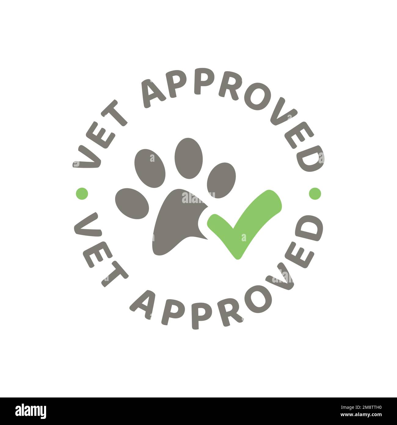 Vet approved vector sticker stamp. Veterinarian ok with checkmark and