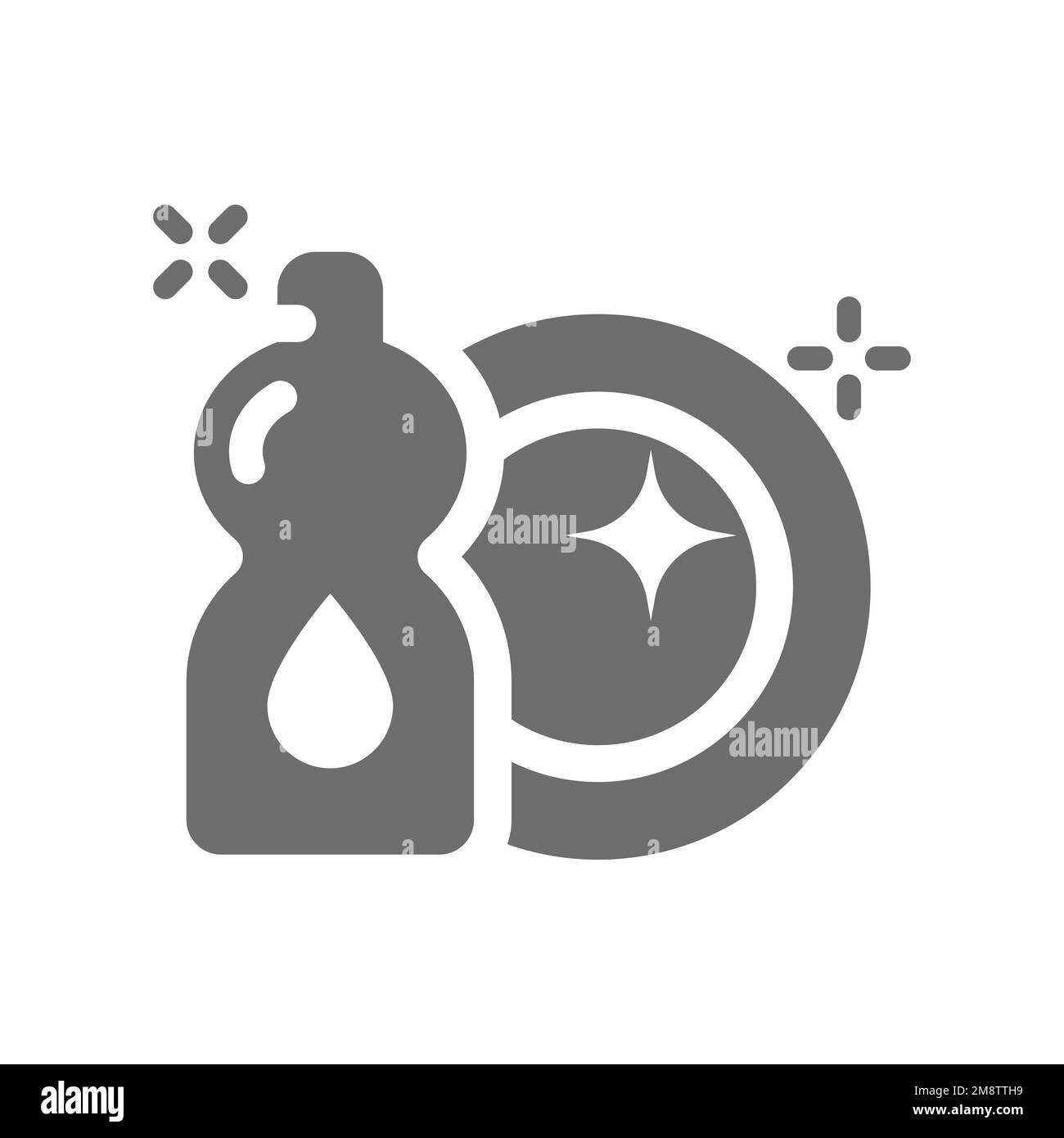 Cleaning dishes detergent bottle vector icon. Clean plate and product tube filled symbol. Stock Vector