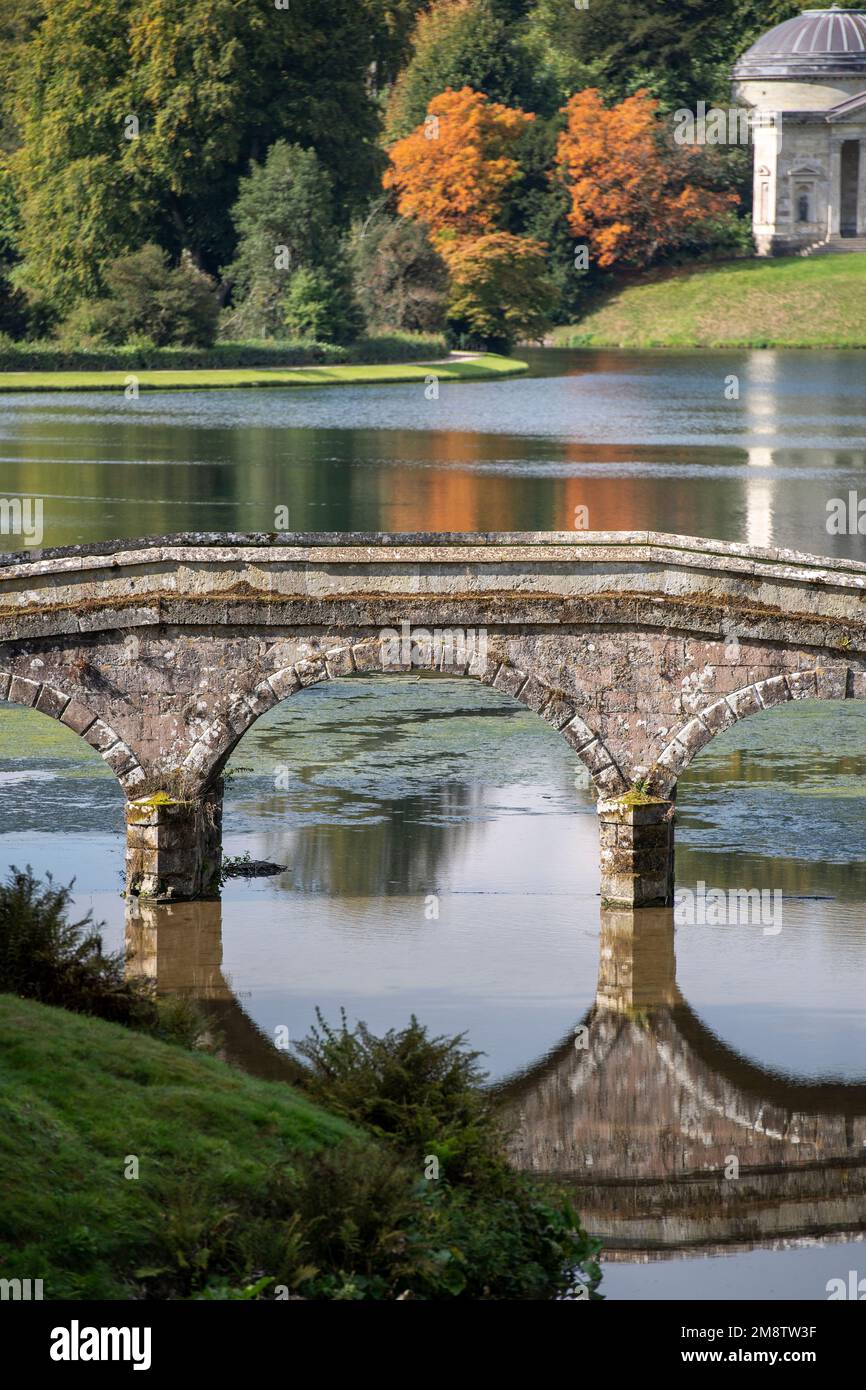 View of the neo-classical garden at Stourhead in Wiltshire, England, UK Stock Photo
