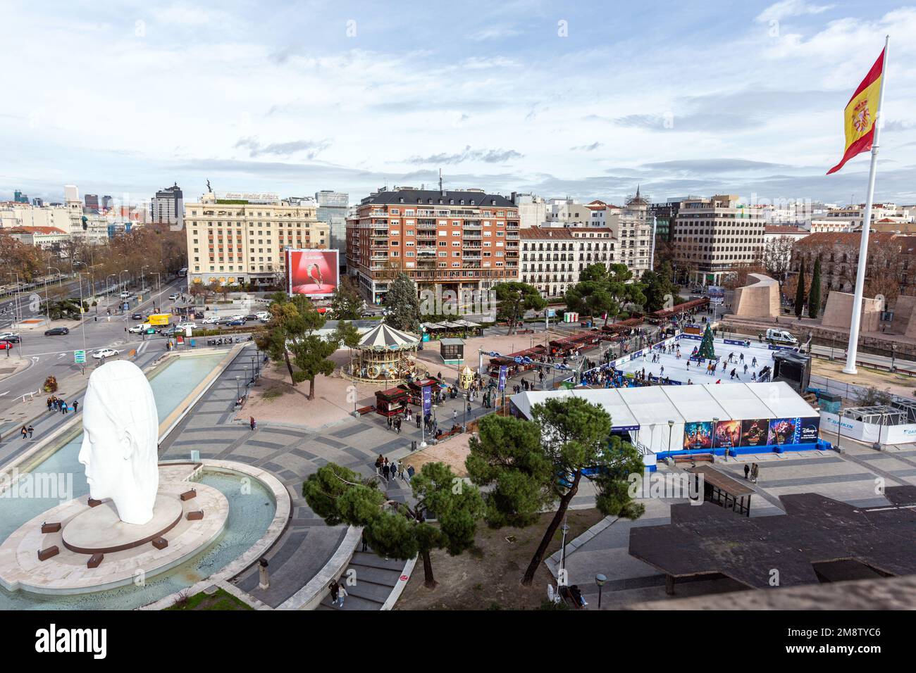 Julia, white marble sculpture by Jaume Plensa in Plaza Colon, Madrid, Spain Stock Photo