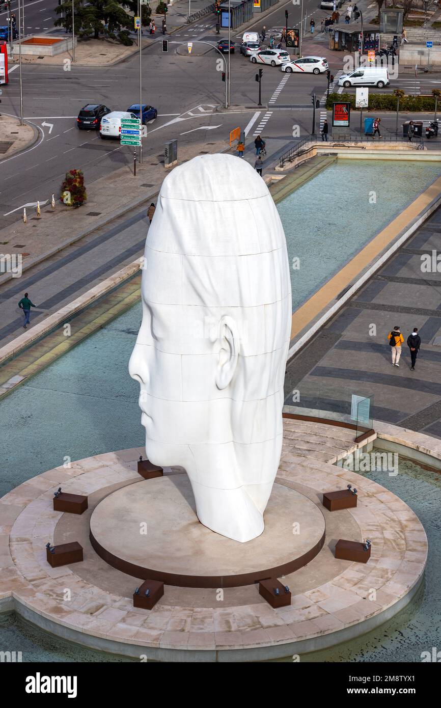 Julia, white marble sculpture by Jaume Plensa in Plaza Colon, Madrid, Spain Stock Photo