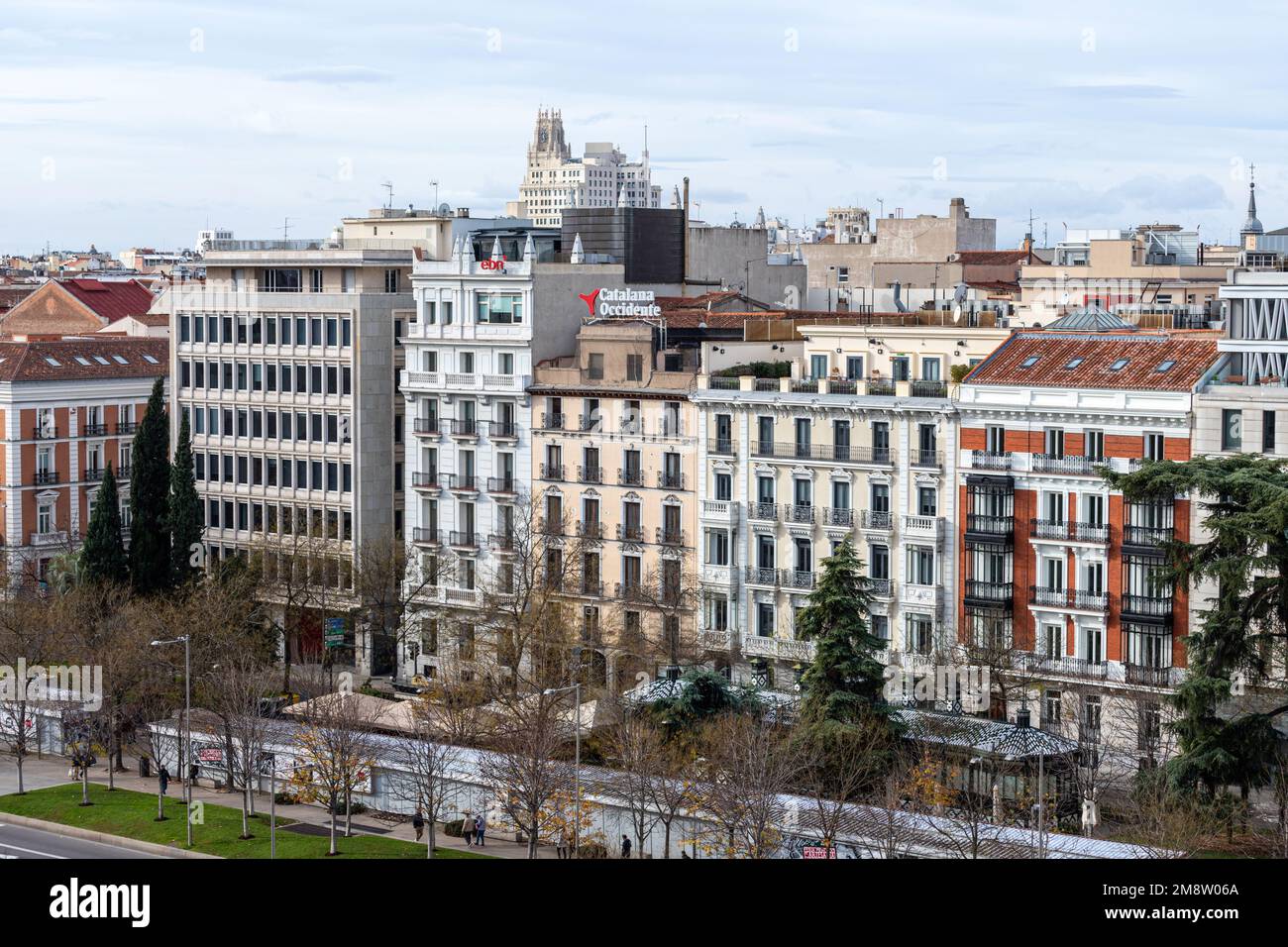 Paseo de Recoletos, Boulevard, Madrid, Spain Stock Photo