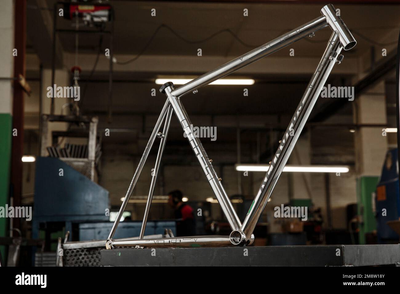 A bike frame made from Reynolds 931 tubing at the Reynolds steel tubing