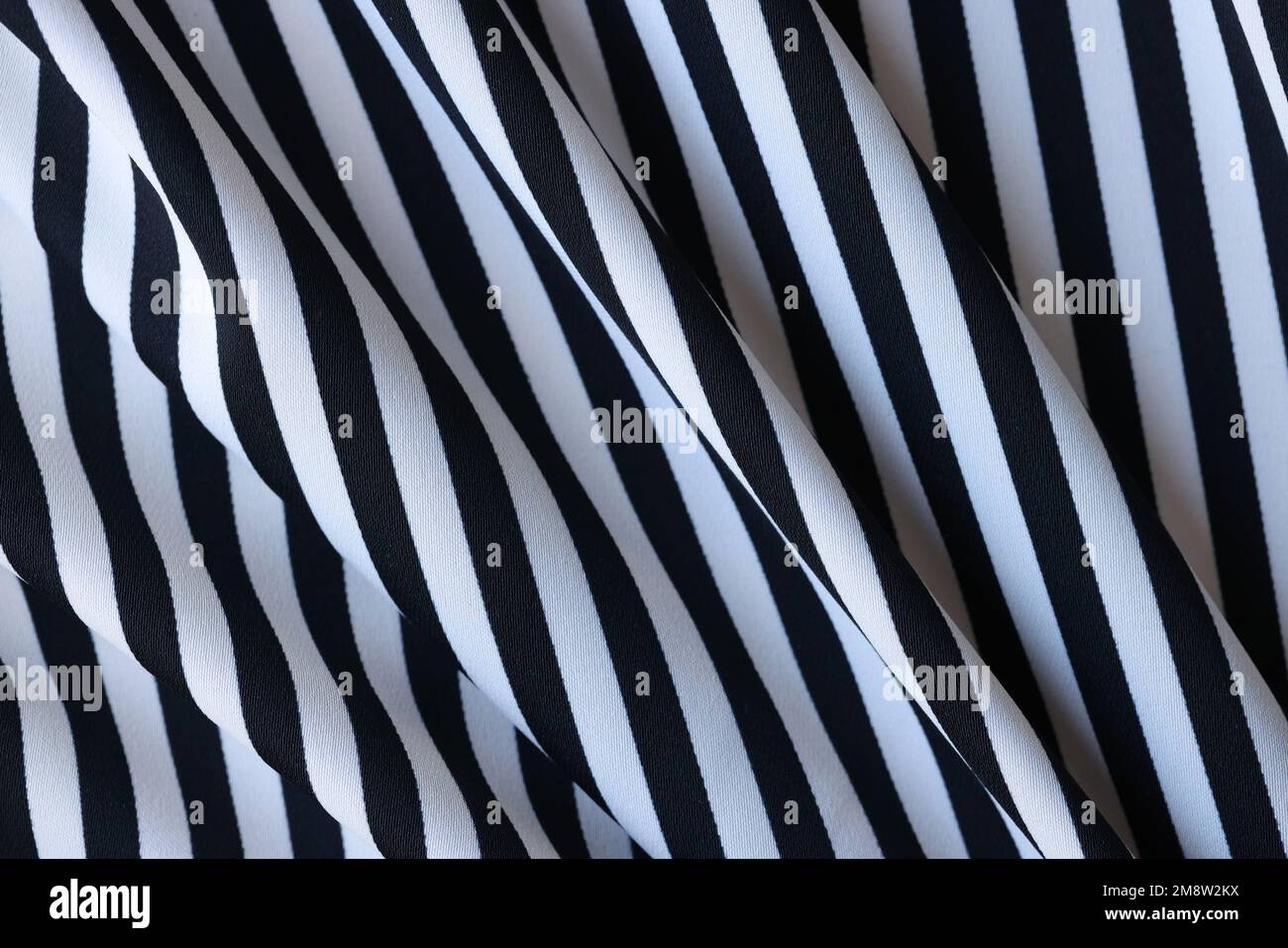 Striped black and white fabric close up. Stock Photo