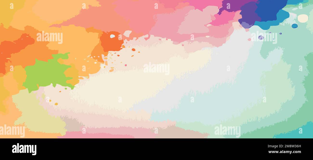 Realistic multicolored watercolor panoramic texture on a white background - Vector illustration Stock Vector