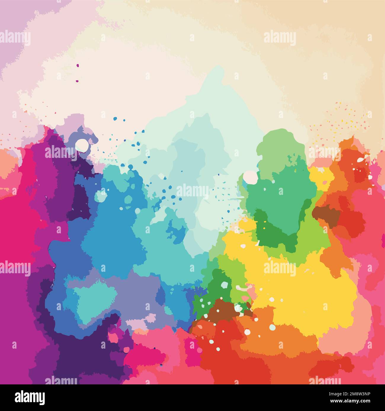 Realistic multicolored watercolor texture on a white background - Vector illustration Stock Vector