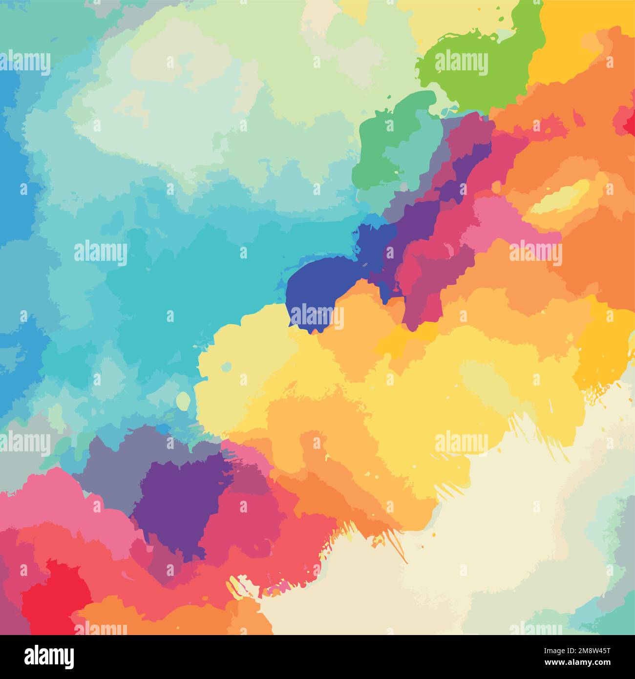 Realistic multicolored watercolor texture on a white background - Vector illustration Stock Vector