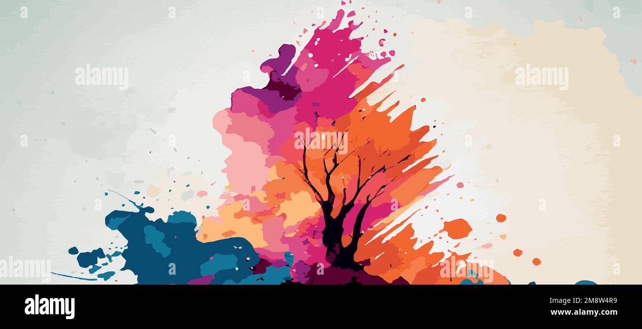 Realistic multicolored watercolor panoramic texture on a white background - Vector illustration Stock Vector