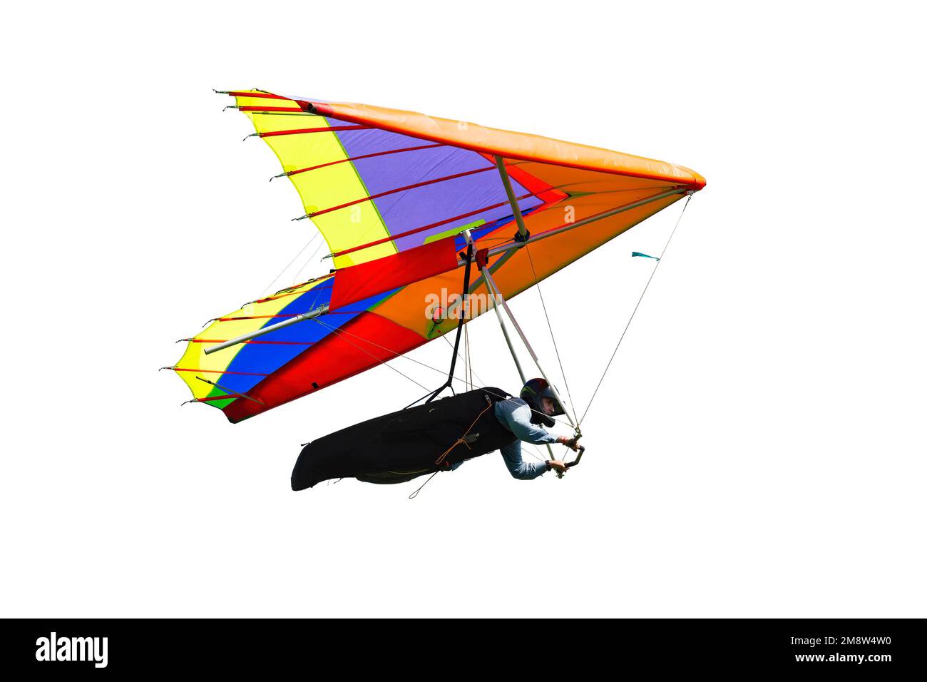 Colorful hang glider wing isolated on white. Extreme sport adventure Stock Photo