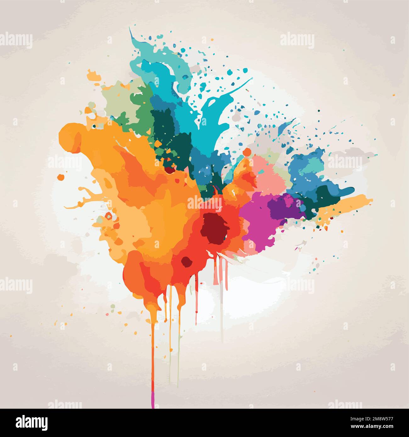 Realistic multicolored watercolor texture on a white background - Vector illustration Stock Vector