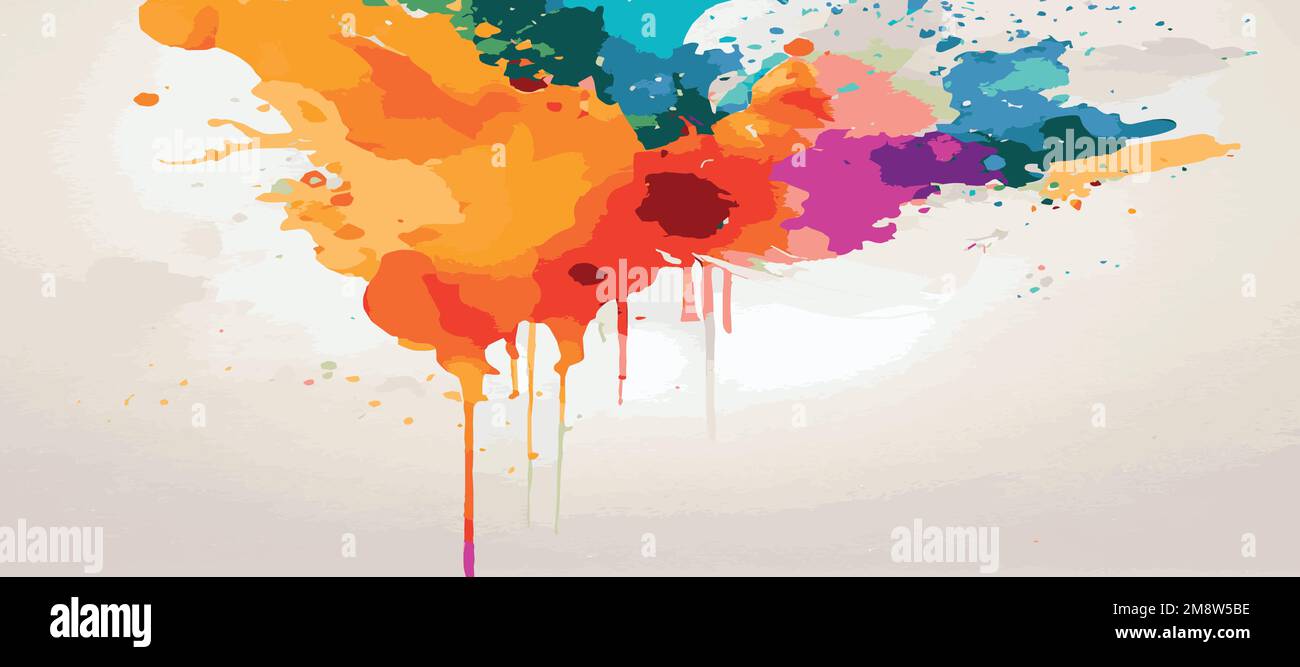 Realistic multicolored watercolor panoramic texture on a white background - Vector illustration Stock Vector