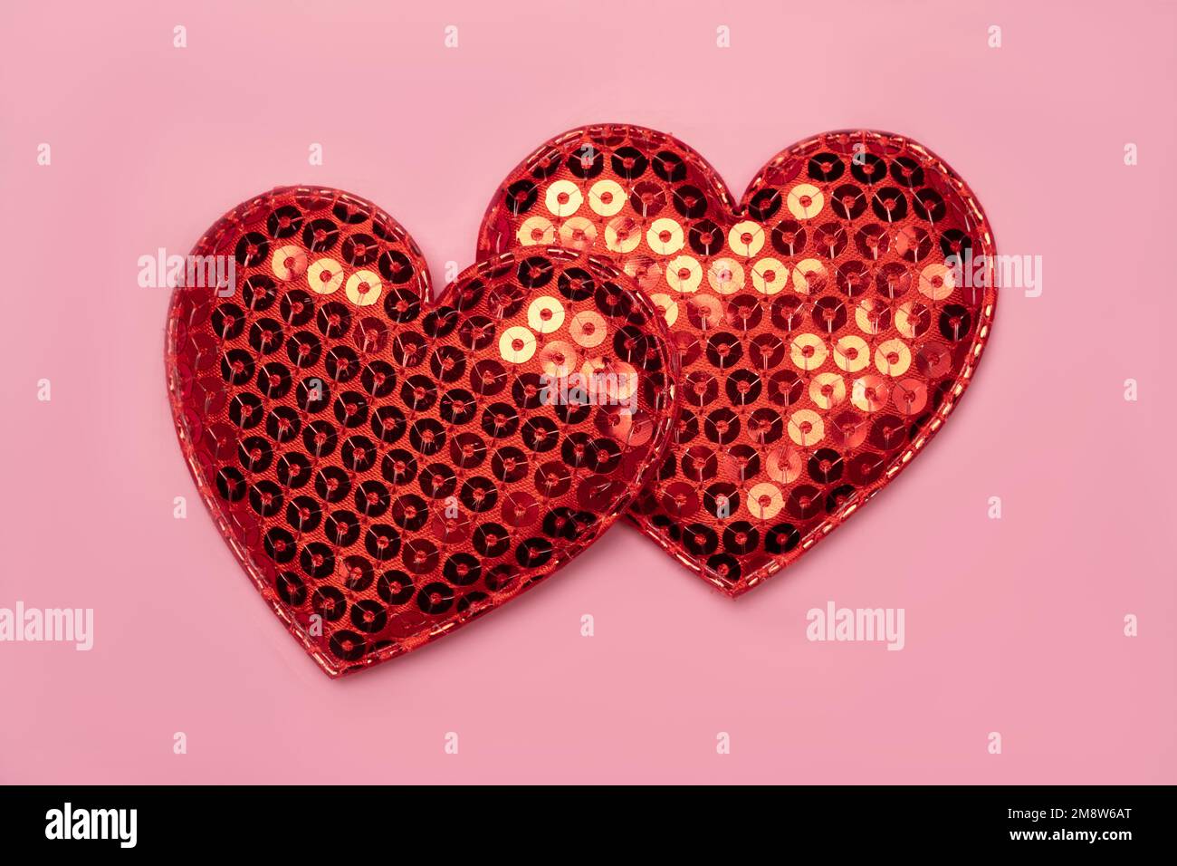 Pink background with red hearts balloons Stock Photo - Alamy