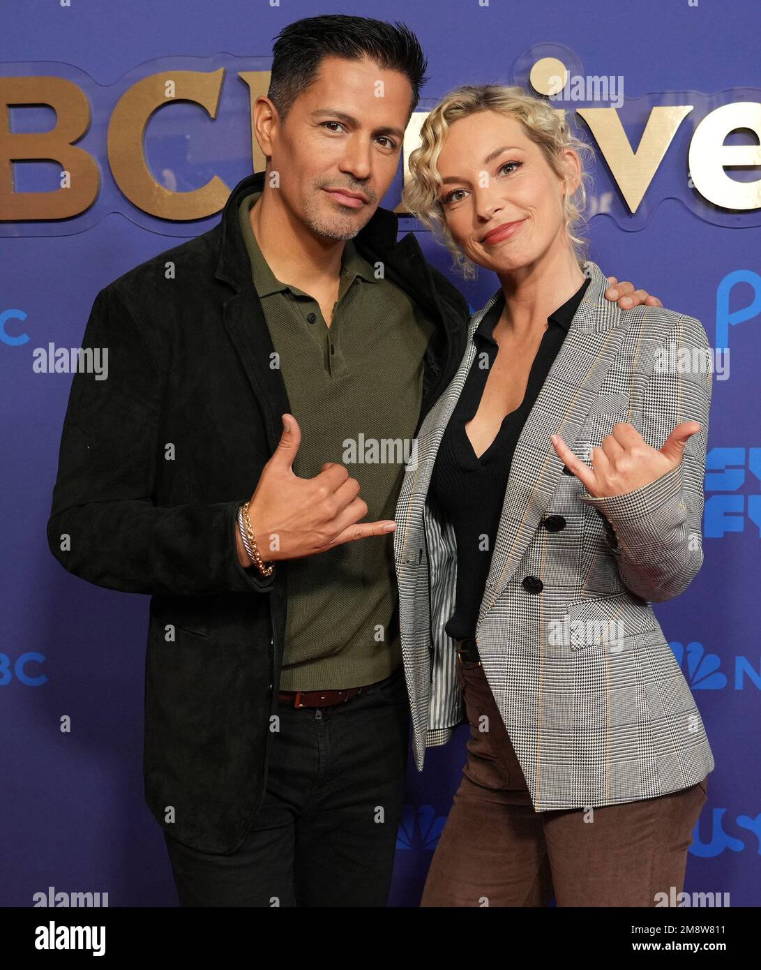 (L-R) Jay Hernandez and Perdita Weeks at the 2023 NBCUNIVERSAL Press