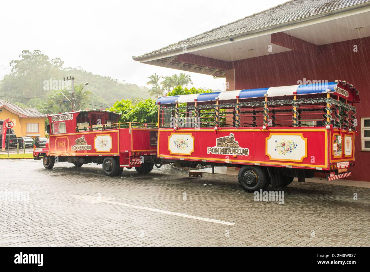 Pomerode, Brazil - Circa December 2022: Pommernzug - touristic train offering rides in Pomerode, known as the most German city in Brazil Stock Photo