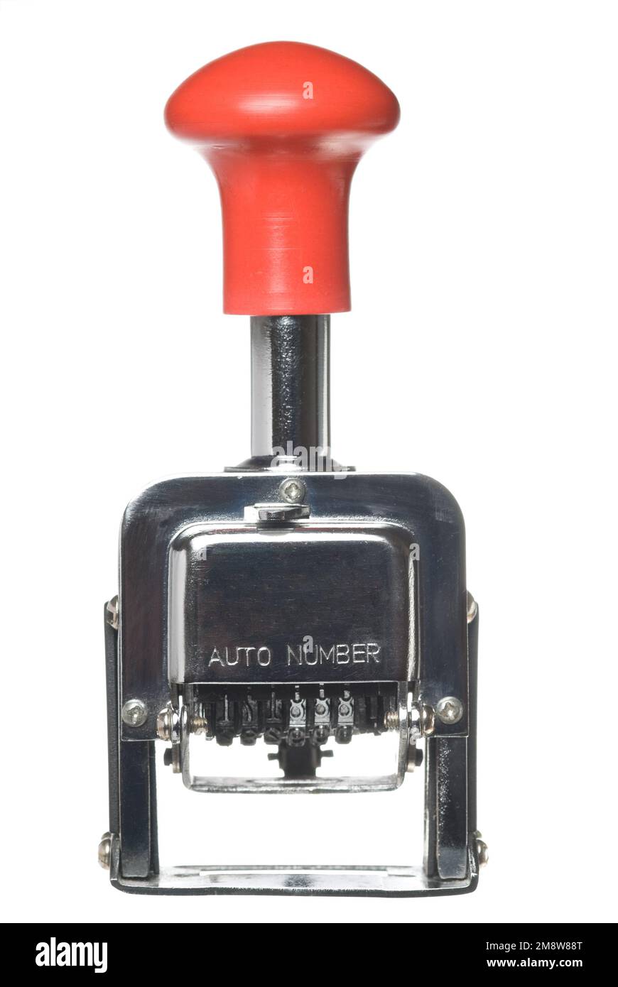 Vintage automatic numbering machine on white Stock Photo Alamy