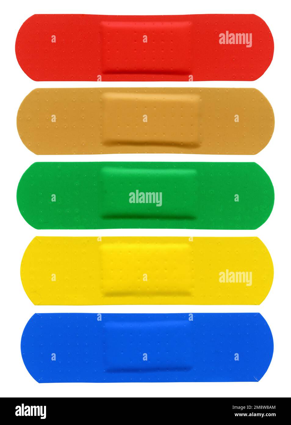 Different color adhesive bandages isolated on white Stock Photo Alamy