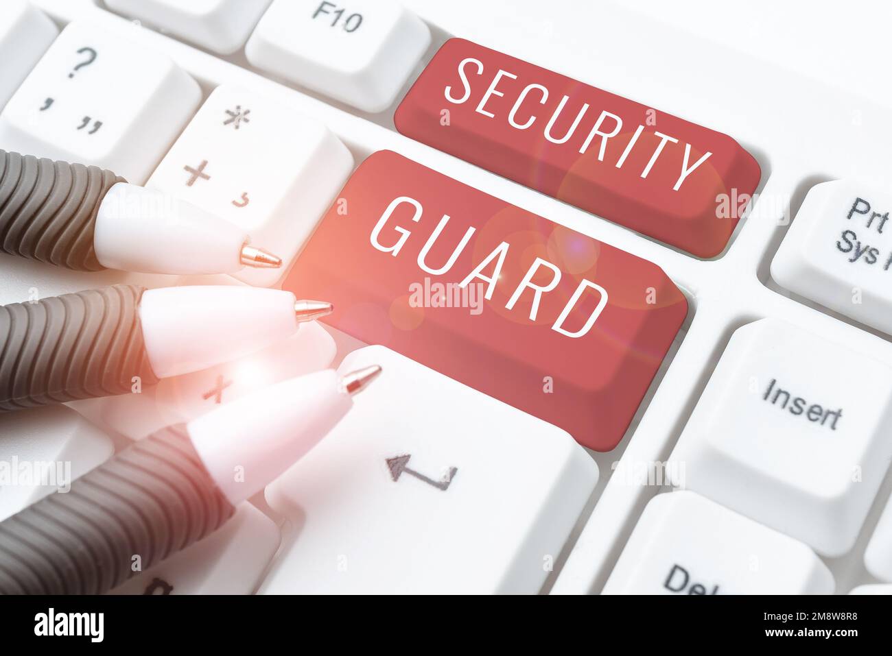 Security Guard Texting Text caption presenting Security Guard, Internet Concept tools used to ...