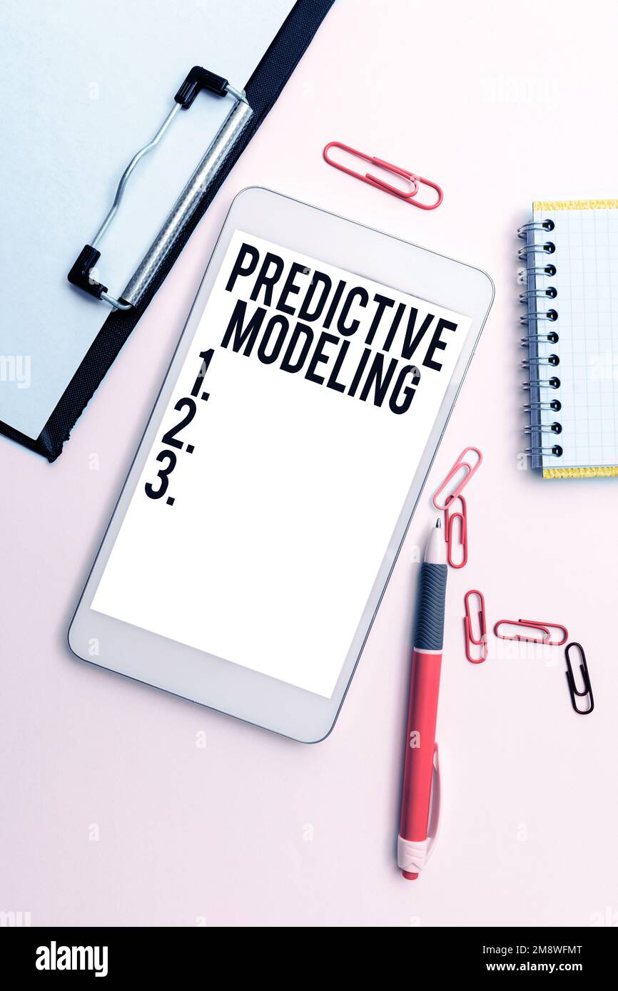 Conceptual caption Predictive Modeling. Business concept maintenance strategy driven by predictive analytics Stock Photo
