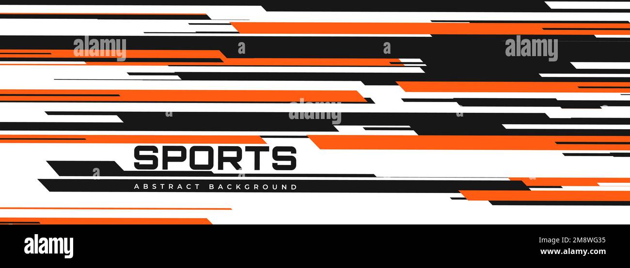 Abstract modern white wide sports background with black and orange lines. Vector illustration