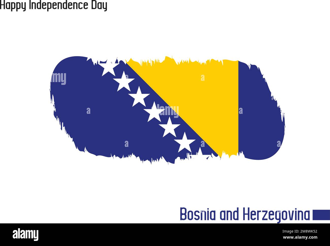 National Flag Flag of Bosnia and Herzegovina Stock Vector Drawn with Brush Strokes Stock Vector